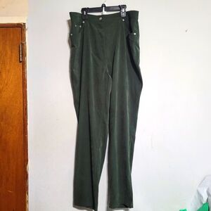 Denim Co Womens 5-Pocket Design‎ Jeans Size 16 Olive Green Brushed Suede QVC